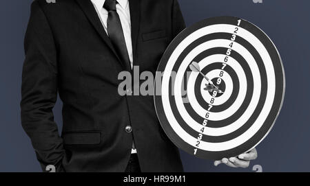 Man Suit Darts Bullseye Concept Stock Photo