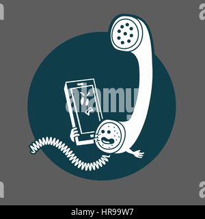 The tube is on the phone icon icon. Vector cartoon illustration Stock Vector