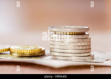 stack of coins closeup Stock Photo