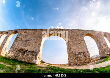 Kamares Aqueduct near Larnaca, Cyprus. Stock Photo