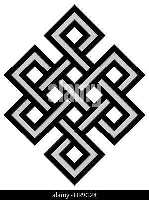 Tibetan eternity knot ancient mystic religious symbol Stock Photo