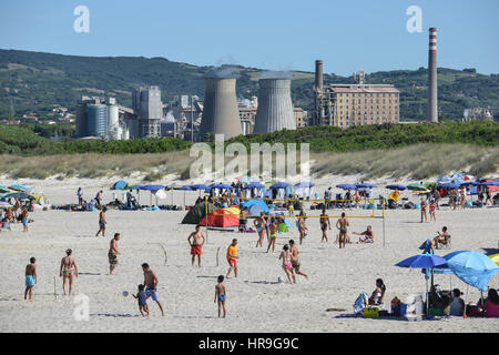 Rosignano Solvay's white beaches, one of the meditterranean most polluted places, Rosignano, Tuscany, Italy Stock Photo