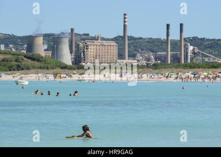 Rosignano Solvay's white beaches, one of the meditterranean most polluted places, Rosignano, Tuscany, Italy Stock Photo