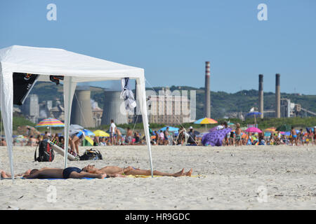 Rosignano Solvay's white beaches, one of the meditterranean most polluted places, Rosignano, Tuscany, Italy Stock Photo