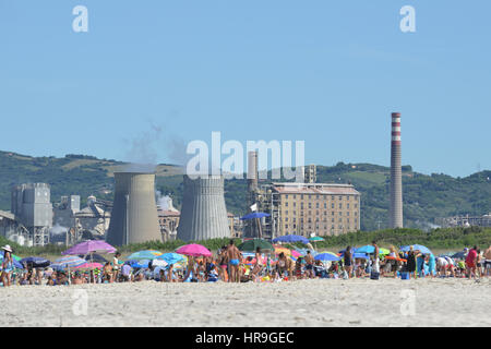 Rosignano Solvay's white beaches, one of the meditterranean most polluted places, Rosignano, Tuscany, Italy Stock Photo