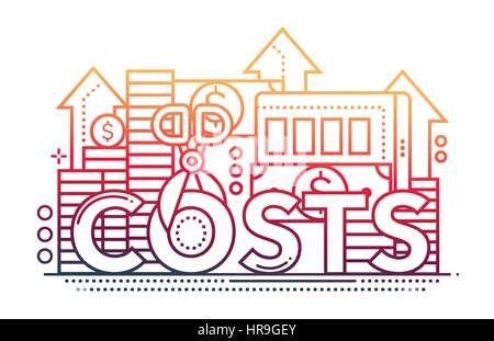 Reduce Costs - flat line design website banner Stock Vector