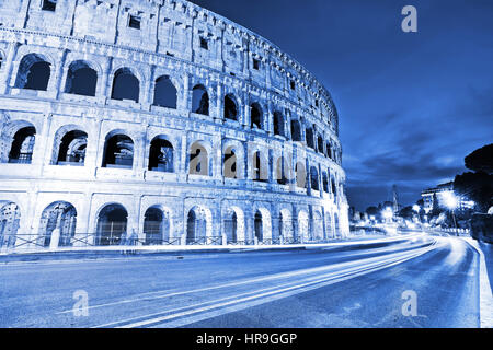 View of Colosseum at night in Rome, Italy Stock Photo