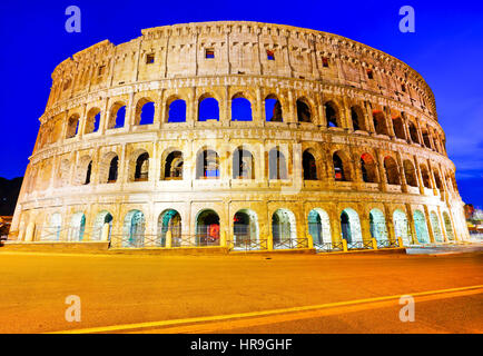 View of Colosseum at night in Rome, Italy Stock Photo