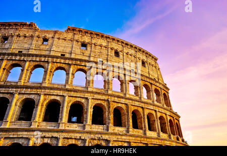 View of Colosseum at sunset in Rome, Italy. Stock Photo