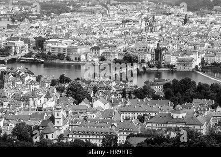High angle view on historical part of Prague. Czech Republic.