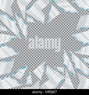 Broken Glass Window on Transparent Background. Vector Illustration. Stock Vector