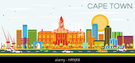 Cape Town South Africa city skyline silhouette. Vector illustration ...