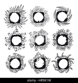 floral frames for text. Hand drawing Stock Vector