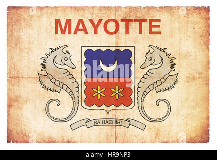 Flag of French overseas department Mayotte created in grunge style Stock Photo