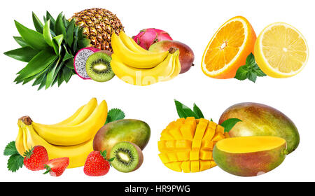 Collection of fruits isolated on white background Stock Photo