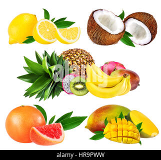 Collection of fruits isolated on white background Stock Photo
