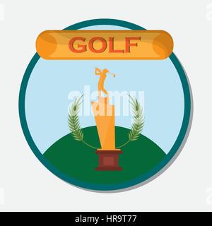 golf golden trophy award emblem Stock Vector