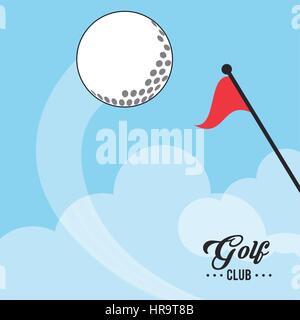 golf club ball and red flag Stock Vector