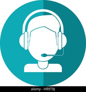 video gamer with headset shadow Stock Vector