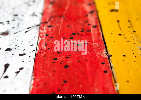 Patterned and textures background of brightly colored panels of weathered painted wooden boards Stock Photo