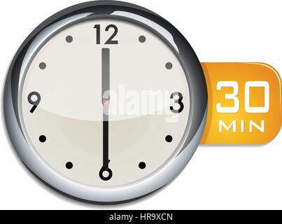 office wall clock timer 30 minutes vector illustration isolated on white background Stock Vector