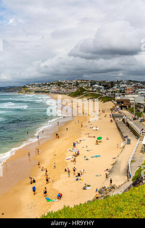 Aerial view along Newcastle coastline and its beaches Merewether,Bar and Dixon Park, New South Wales,Australia Stock Photo