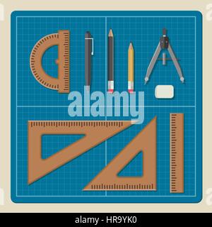 Set Of Engineer Or Architect Aluminum Drafting Protractor Ruler And  Triangle With A Metric And An Imperial Units Scales Stock Illustration -  Download Image Now - iStock
