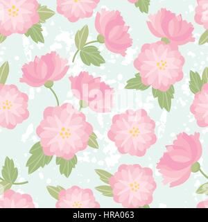Pink Peonies seamless pattern . All objects are conveniently grouped and easily editable Stock Vector