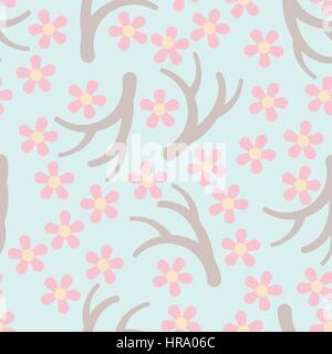 Blooming sakura seamless pattern. All objects are conveniently grouped and easily editable Stock Vector