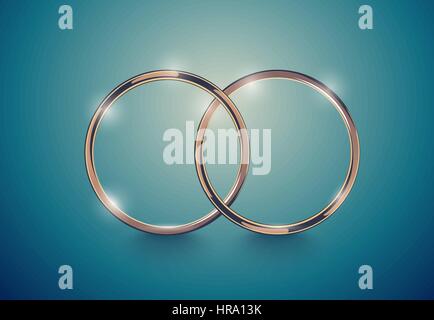 Abstract luxury golden ring. Vector light vintage effect background. Round frame on deep volume turquoise. Space for your wedding message design. Stock Vector