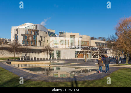 The Scottish Parliament building in Holyrood, Edinburgh designed by the Spanish architect, Enric Miralles Stock Photo