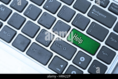 Keyboard with green key button - Help Stock Photo