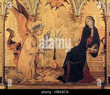 Simone Martini - The Annunciation and Two Saints excerpt Stock Photo