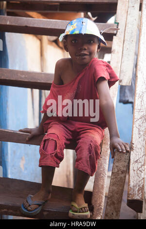 Orphan in the orphanage, Kibera slums, Nairobi, Kenya, East Africa Stock Photo