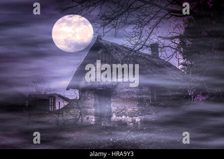 Spooky abandoned ghost house Stock Photo