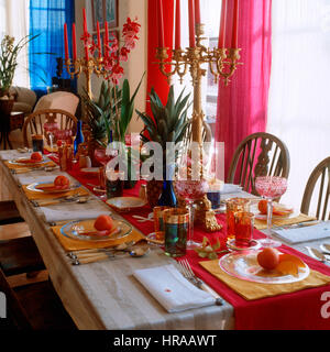 Tropical tabel setting Stock Photo