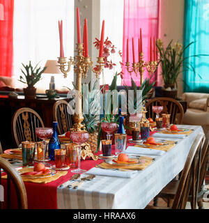 Tropical tabel setting Stock Photo