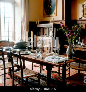 A dining room with candlesticks. Stock Photo