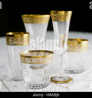 Gold detailed glasses. Stock Photo