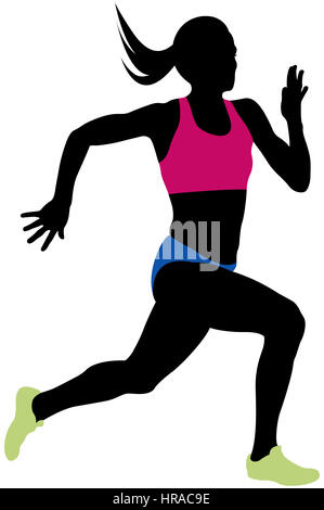 young woman athlete runner running sprint Stock Photo