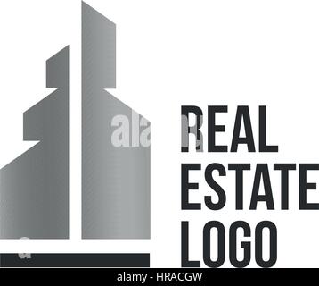 Isolated colorful real estate agency logo, house logotype on white, home concept icon, skyscrapers vector illustration. Stock Vector