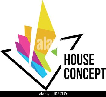 Isolated colorful real estate agency logo, house logotype on white, home concept icon, skyscrapers vector illustration. Stock Vector