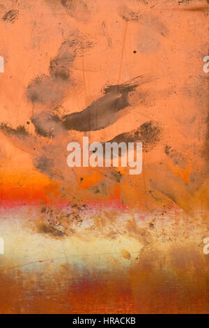 The texture of rusty metal with scratches and stains on the background. Stock Photo