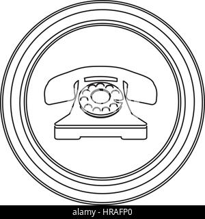 sketch circular button old phone icon Stock Vector