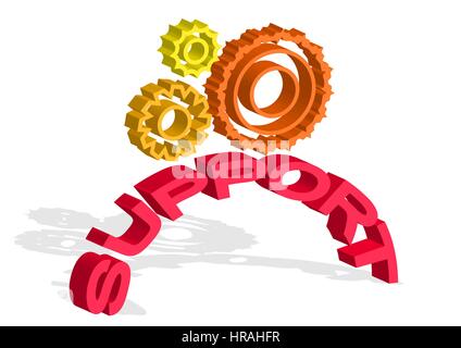 support inscription and gears on white background Stock Vector