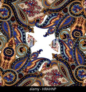 Paisley seamless vector pattern kaleidoscope. Ethnic floral motif, primitive oriental elements. Textile or wallpaper design. Stock Vector
