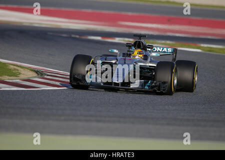 Montmelo, Spain. 28th Feb, 2017. LEWIS HAMILTON of Great Britain and Mercedes AMG Petronas F1 Team drives during the 2017 Formula 1 pre-season tests at Circuit de Catalunya, in Montmelo, near Barcelona, Spain. Credit: James Gasperotti/ZUMA Wire/Alamy Live News Stock Photo