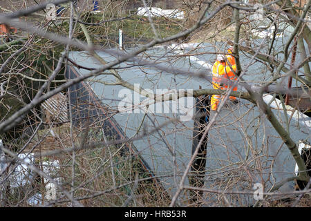 Railway Cutting Wall Collapse Liverpool UK Stock Photo