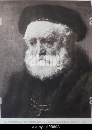 Rembrandt or follower - Portrait of a man with a beard in beret Stock ...