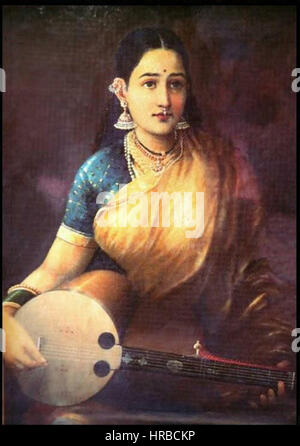 Ravi Varma-Lady playing the swarbat Stock Photo